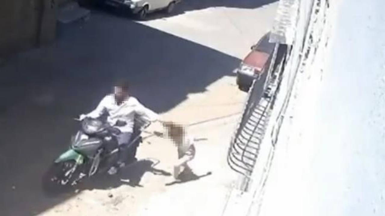 Küçük kızını darbedip motosikletle sürükledi: Baba tutukland