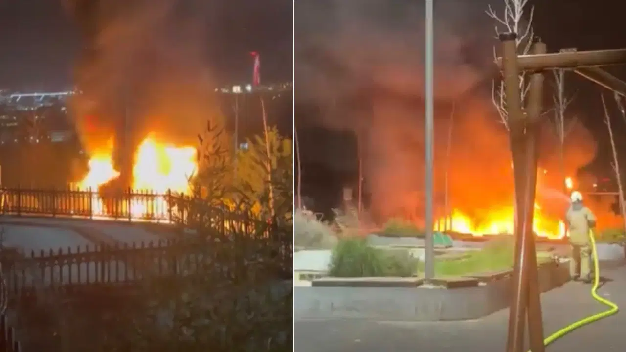 İstanbul'da çocuk parkında yangın: Alev alev yandı!