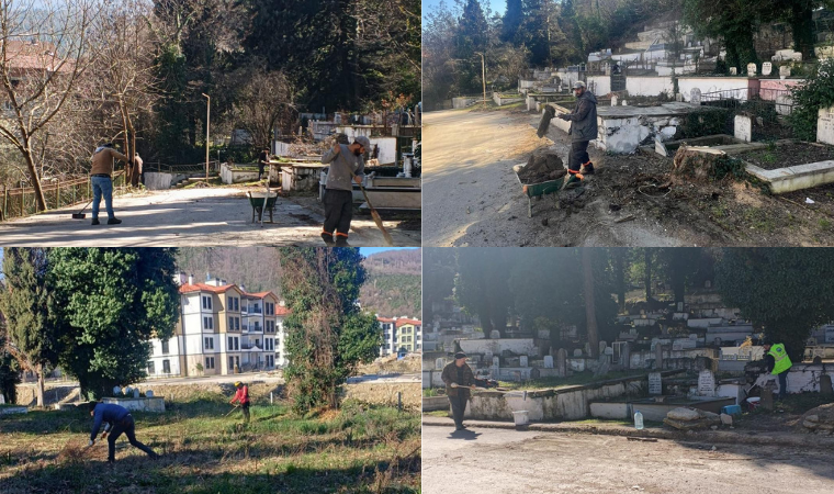 Ayancık'ta bayram öncesi mezarlıkların bakımı yapıldı
