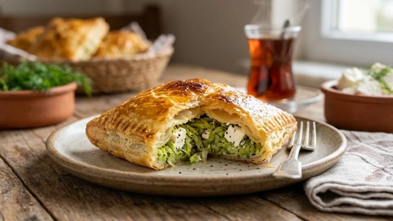 Çay saatlerine çok yakışan pratik lezzet: Tulum peynirli kabaklı börek tarifi