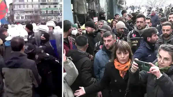 DEM Parti'nin İstanbul'daki 'Rojava' yürüyüşüne polis müdahalesi: DEM Parti İstanbul İl Eş Başkanı Vedat Çınar Altan gözaltına alındı