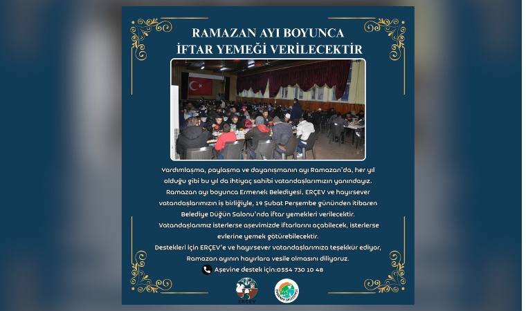 Ermenek Belediyesi'nden Ramazan boyunca iftar desteği