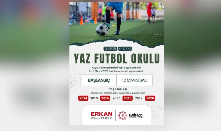 Elbistan Belediyesinin düzenlediği ücretsiz yaz futbol okulu 12 Mayıs'ta başlıyor