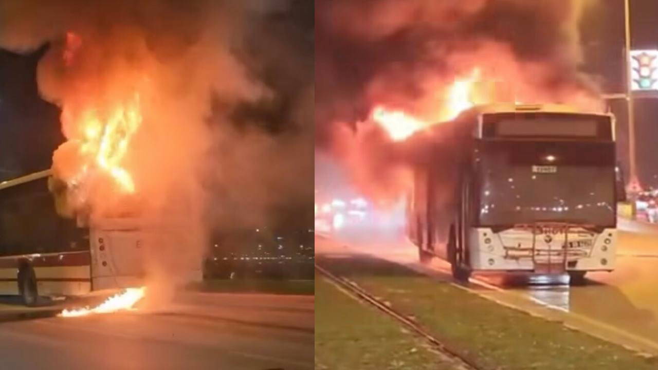 İzmir’de seyir halindeki belediye otobüsünde yangın!