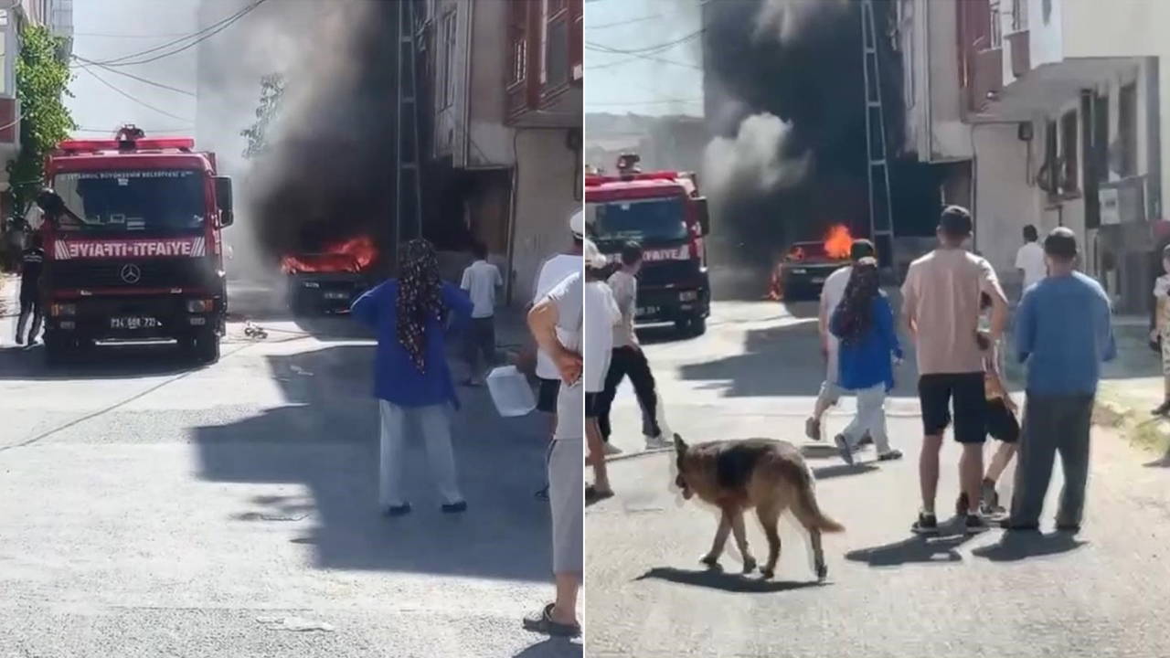 Park halindeki araç alev aldı... Yangın binaya sıçradı!