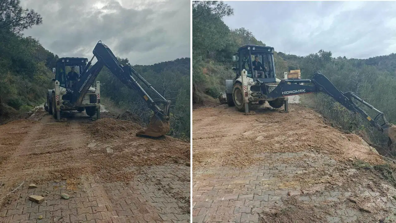 Çanakkale’de heyelan... Kapanan yol ulaşıma açıldı!