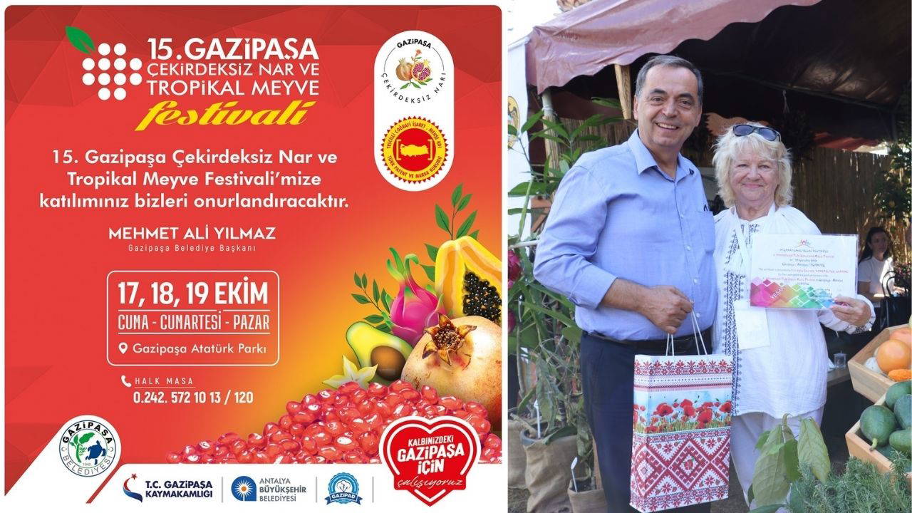 15. Gazipaşa Çekirdeksiz Nar ve Tropikal Meyve Festivali yaklaşıyor