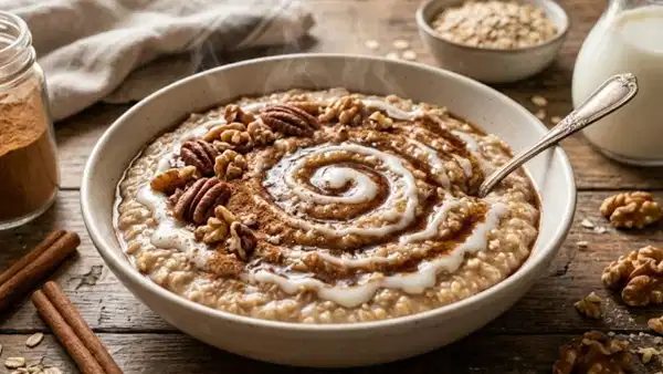Rafine şekersiz kahvaltı keyfi: Cinnamon roll tadında yulaf tarifi...