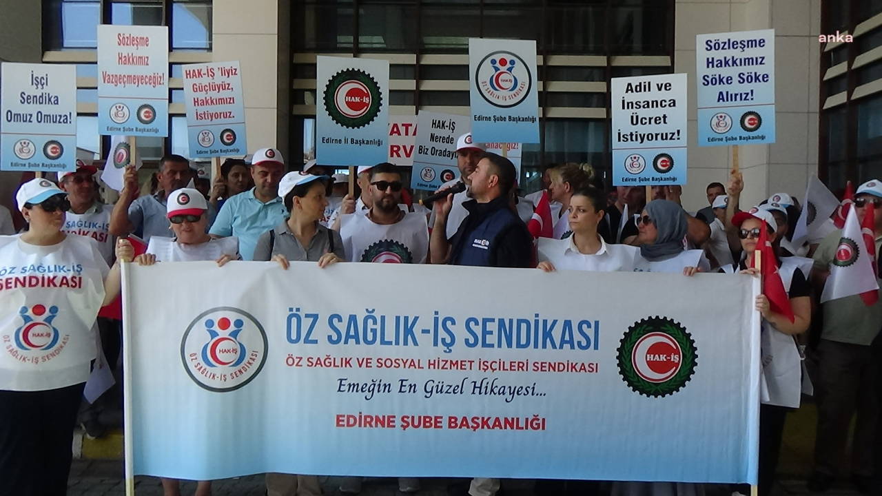 Edirne'de sağlık çalışanları yüzde 16 maaş zammı reddetti, eylem yaptı
