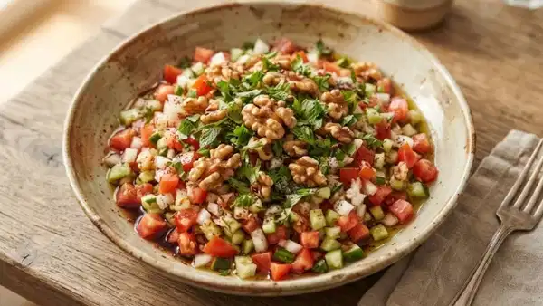 Nar ekşili ve cevizli çıtır Gavurdağı Salatası tarifi.