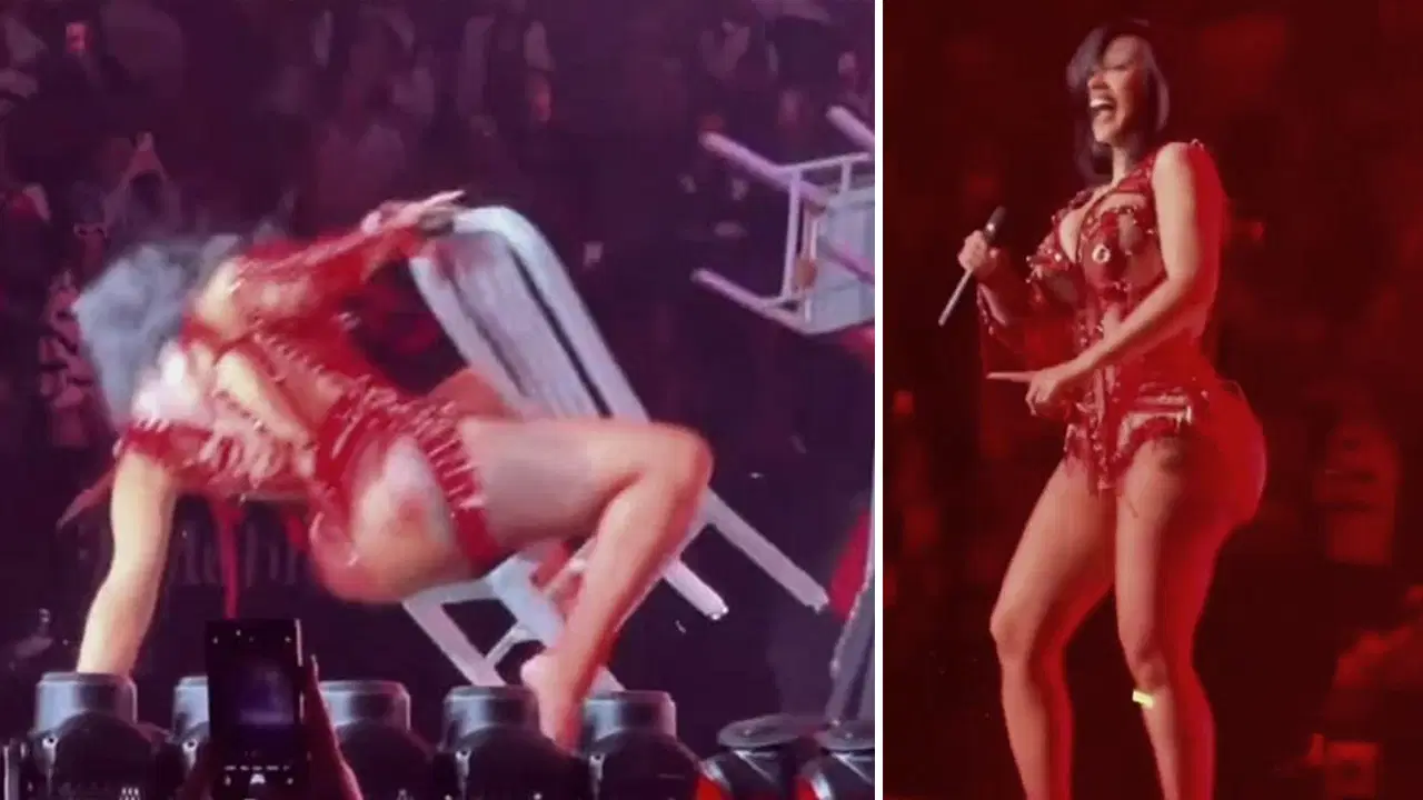 Cardi B, sahnede sandalyeden düştü: Trump yönetimine göndermesi gündem oldu!