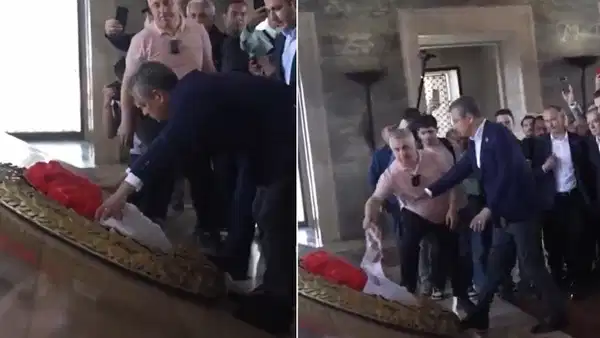 Anıtkabir'de Özgür Özel'e 'çelenk' engeli: Mozoleye sokulmadı, personel 'yazıya' müdahale etti