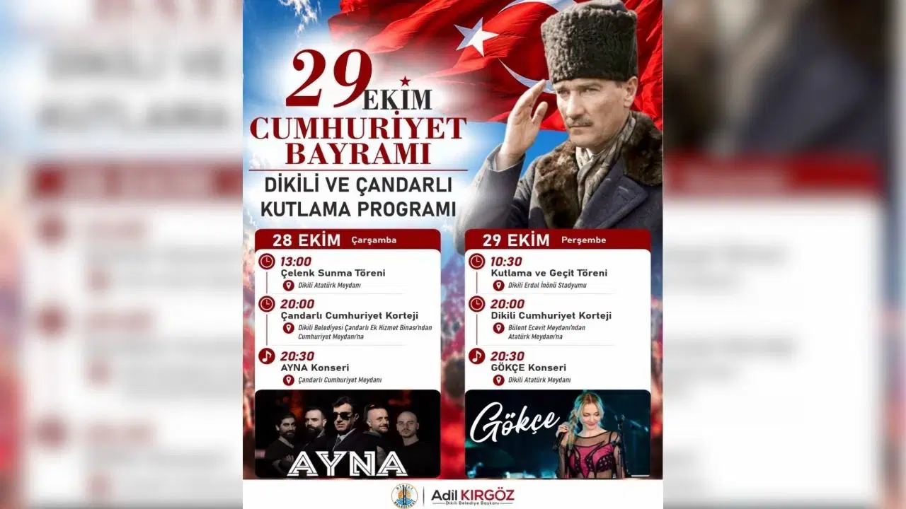 29 Ekim 2026 Cumhuriyet Bayramı konser takvimi! 29 Ekim 2026 Cumhuriyet Bayramı'nda İzmir'de hangi ilçede, kimin konseri var?