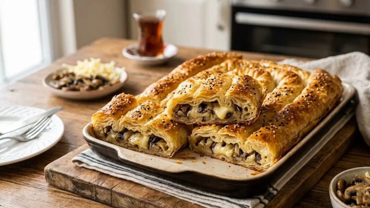 Çay saatlerine çok yakışan çıtır lezzet: Mantarlı kaşarlı börek tarifi