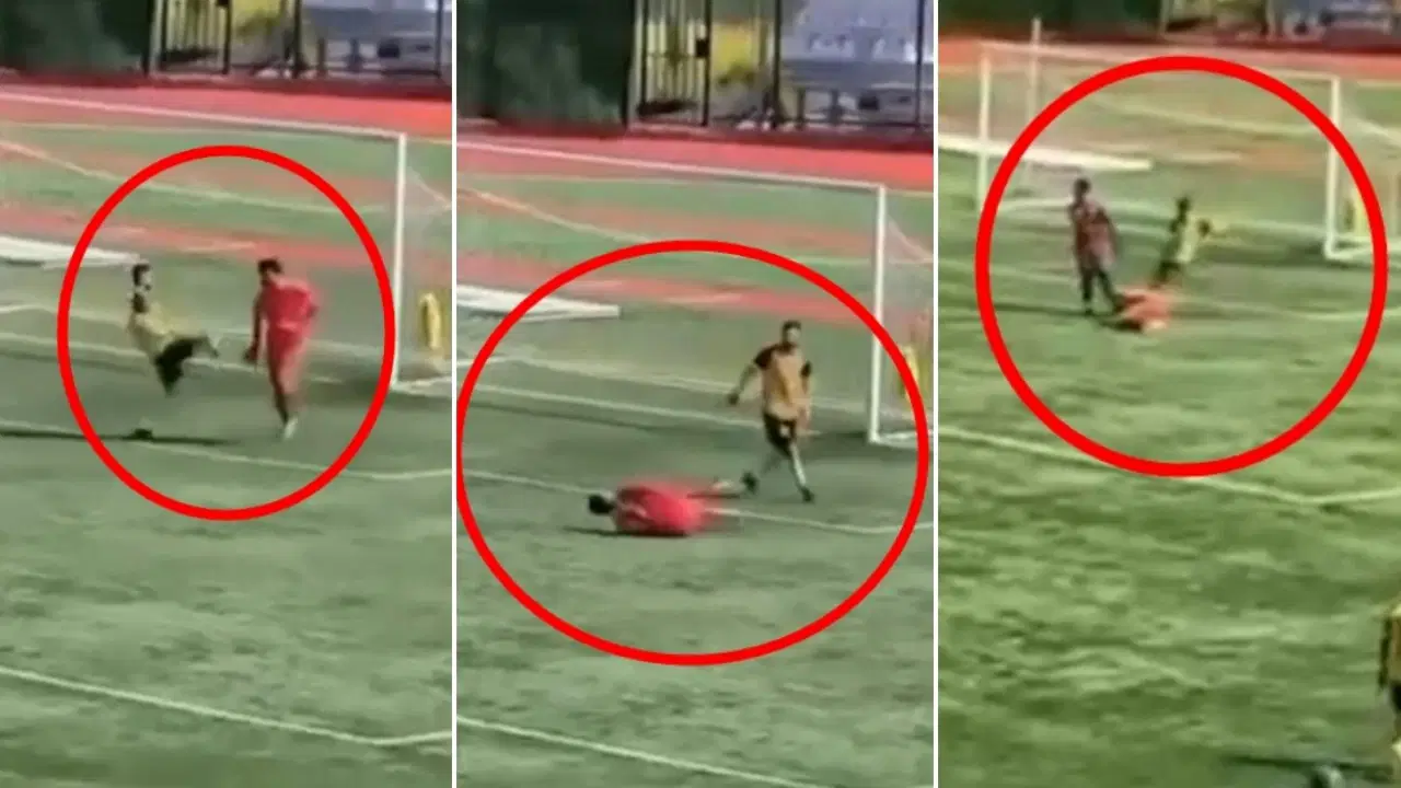 Futbol sahasında akılalmaz görüntü... Rakibinin kafasına tekme atan futbolcu tutuklandı!