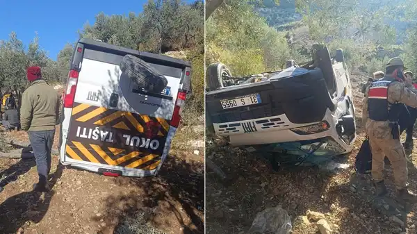 Öğrenci servisi zeytinliğe uçtu: Yaralılar var!