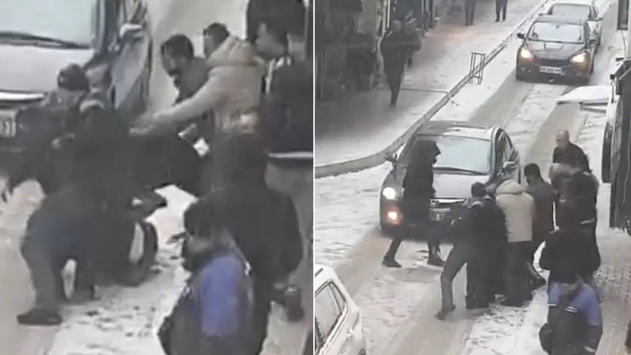 O anlar kamerada: Sokak ortasında tekme tokat kavga