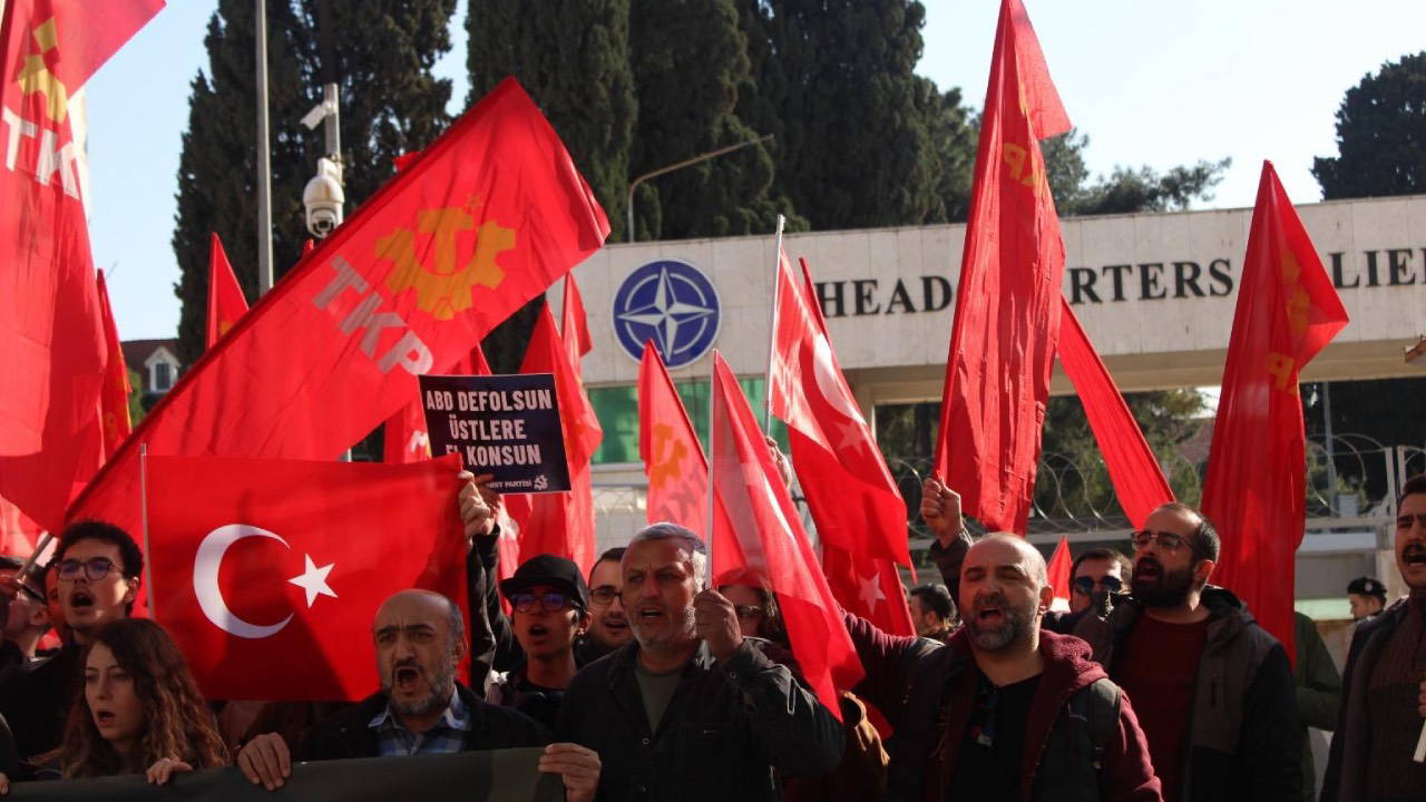 TKP NATO üslerine yürüdü: 'ABD bombalarını, İsrail füzelerini emperyalizmin başına çalacağız'