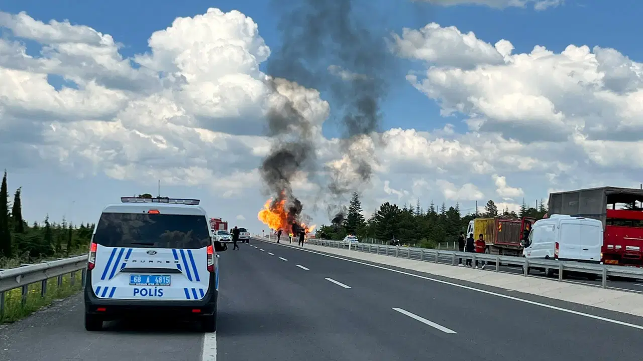 Aksaray'da TIR'da çıkan yangın ormana sıçradı