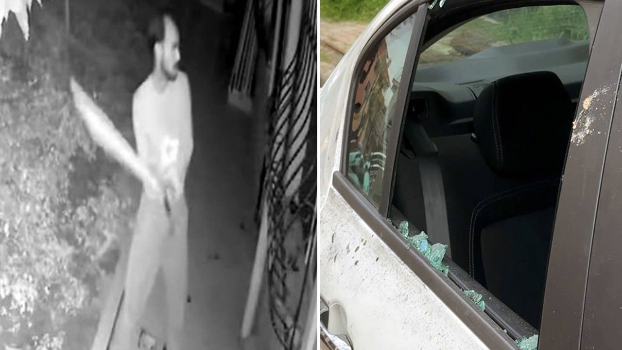 İstanbul Avcılar'da bir kişi elinde sopayla sokaktaki ev ve araçlara saldırdı