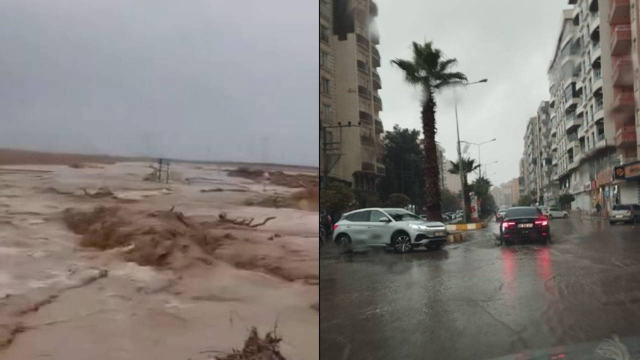 Mardin'de sağanak esareti... Dereler taştı, yollar göle döndü!