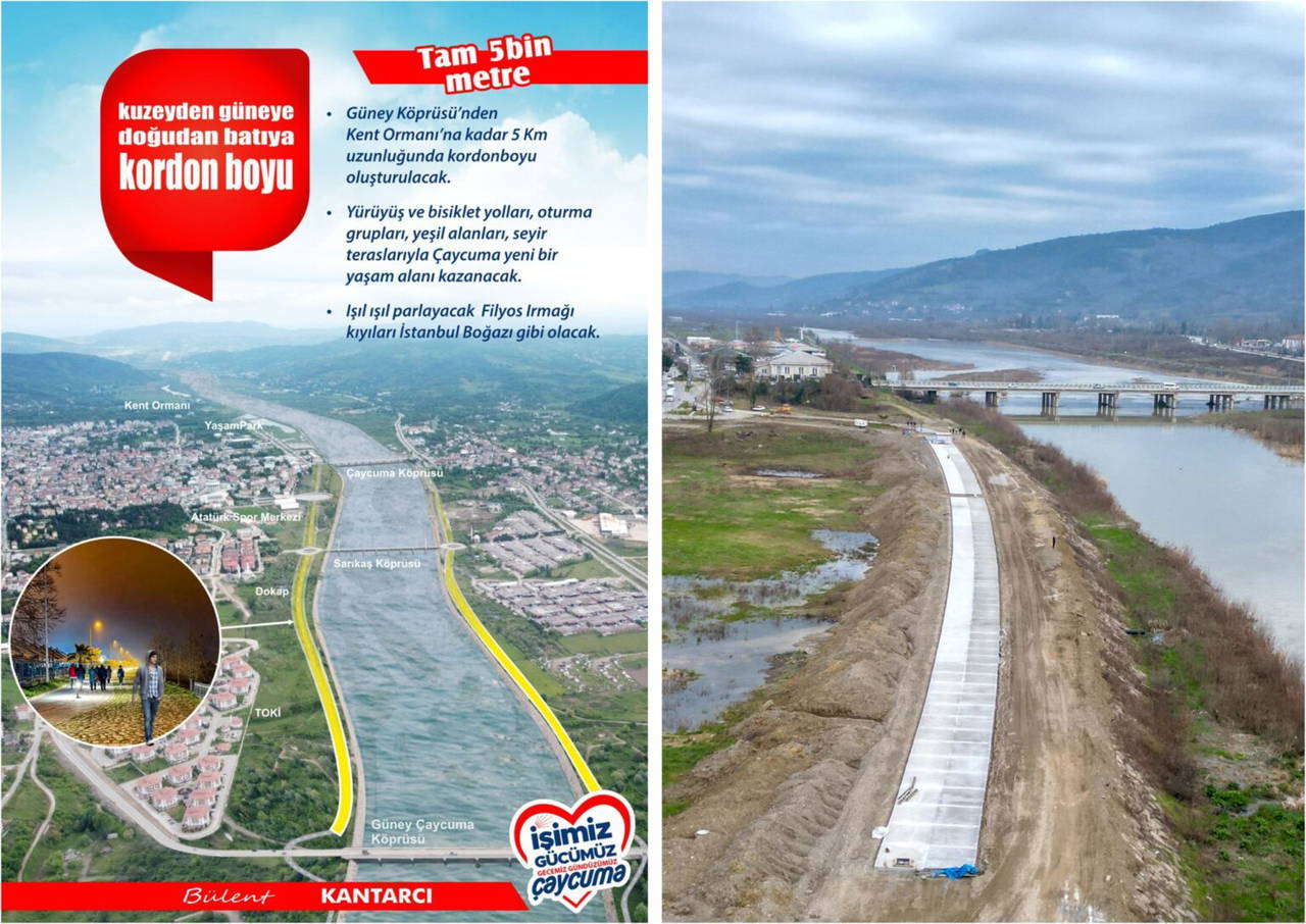 Çaycuma'da Kordon boyu projesinde ilk adım atıldı.