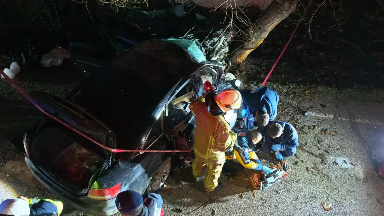 Bursa'da facia gibi kaza! Otomobil ağaca çarptı: 2 ölü, 2 yaralı