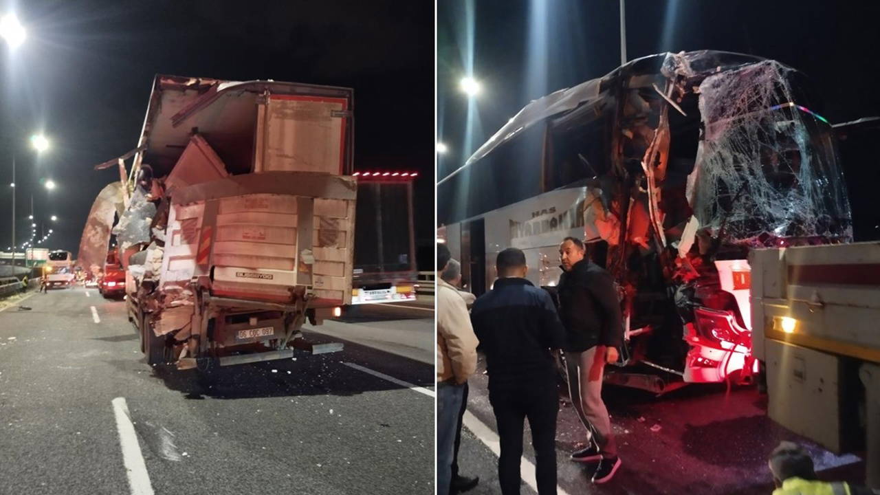 Feci kaza... Yolcu otobüsü TIR'a çarptı: 10 kişi yaralandı