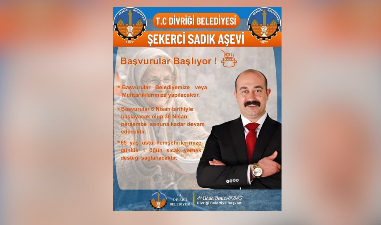 Divriği'de aşevi için son başvuru tarihi 30 Nisan