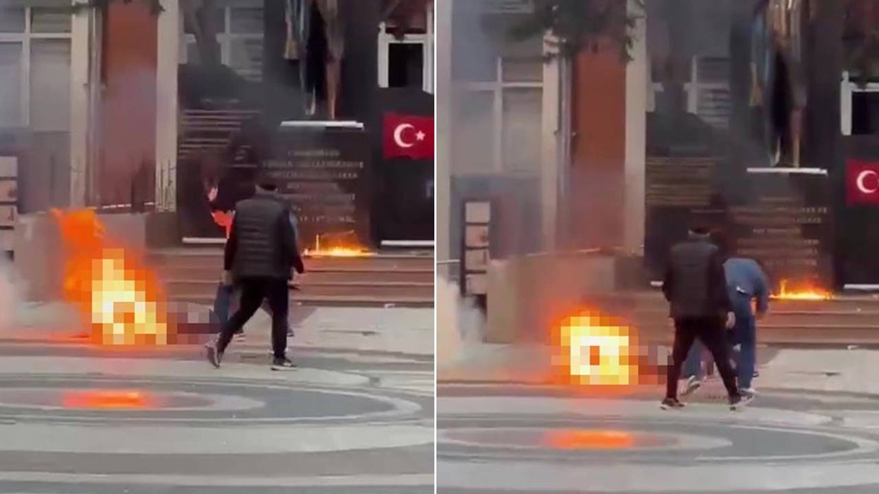 Zonguldak'ta bir yurttaş kaymakamlık önünde kendini yaktı!