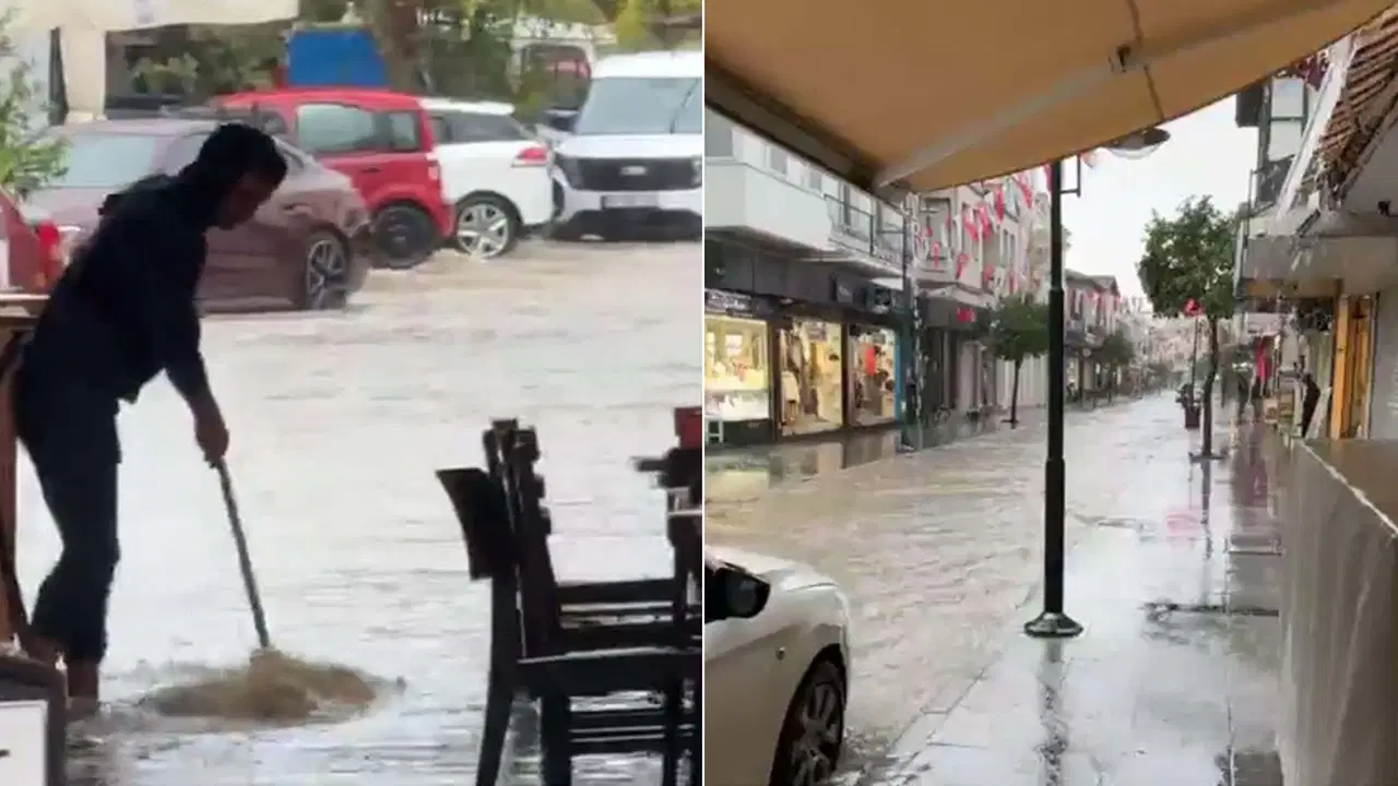 Çeşme'de sağanak etkili oldu: Yollar göle döndü