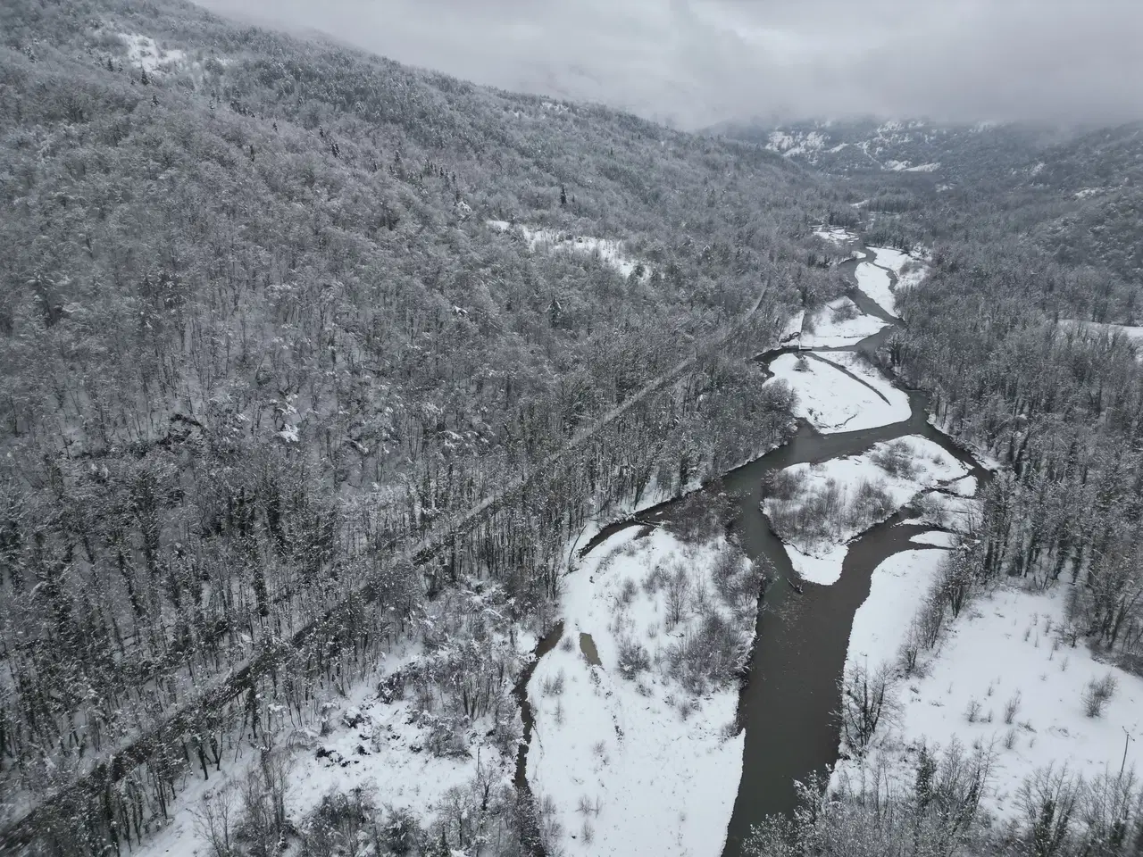 Dünyadaki benzerlerini aratmıyor! 'Ağaç tünel yol'da büyüleyen kar manzaraları...