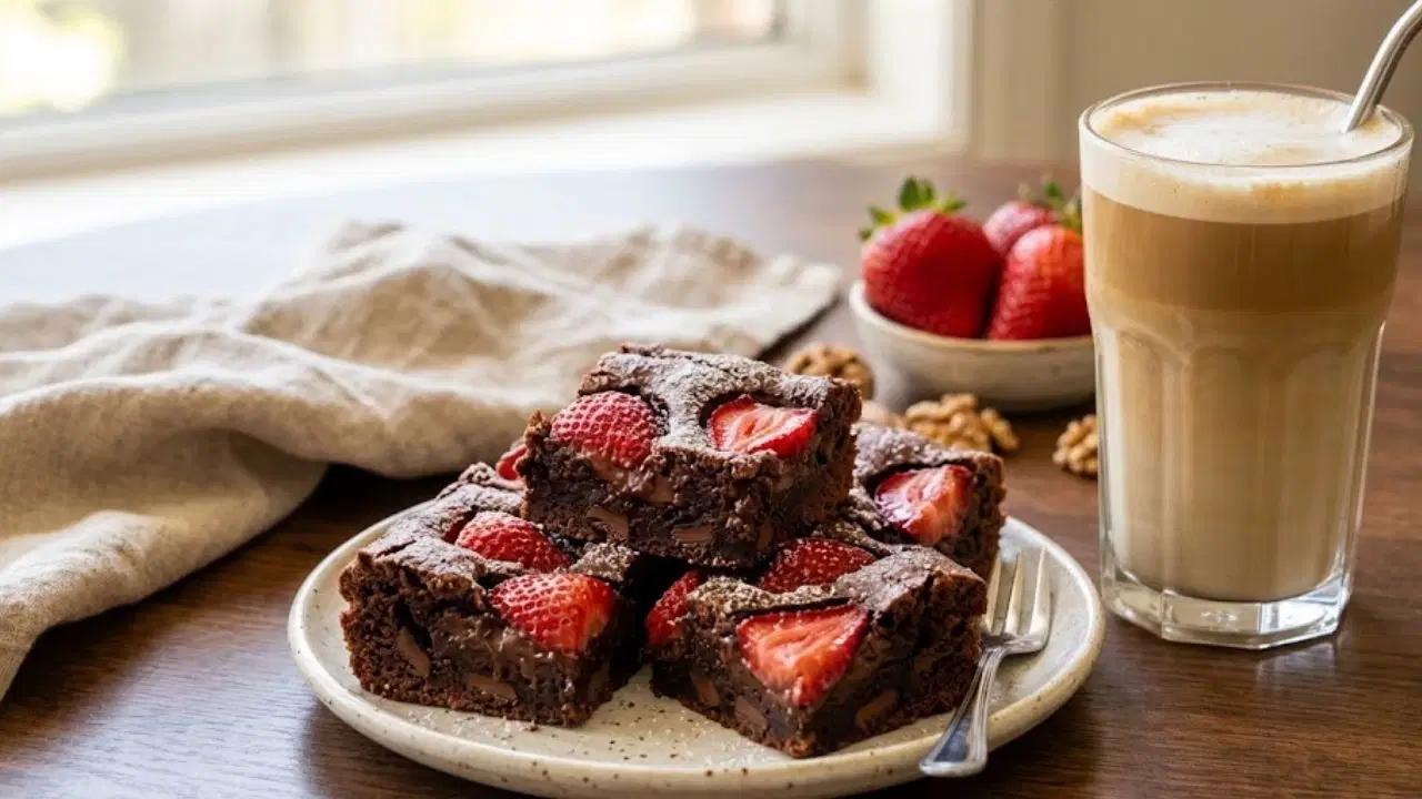 Tatlı krizlerine 15 dakikalık nefis çözüm: Çilekli brownie tarifi