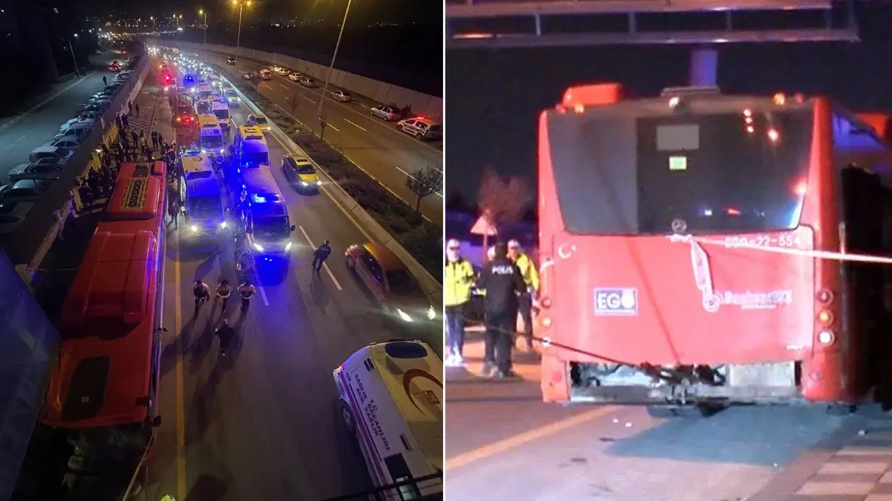 Ankara'da belediye otobüsü yaya geçide çarptı, 24 yaralı