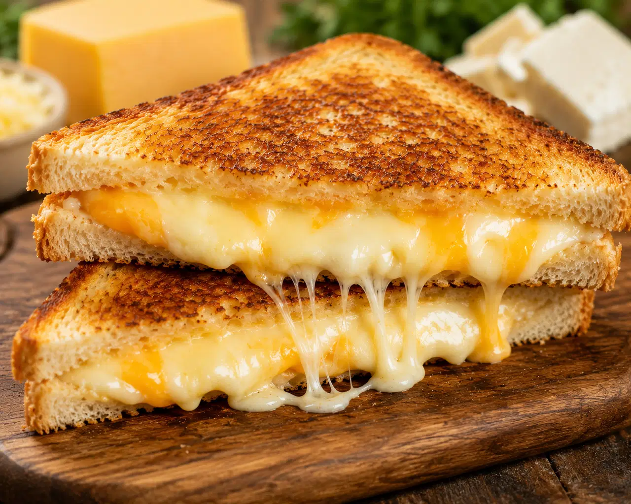 Crispy outside, gooey inside: Three-cheese toast recipe