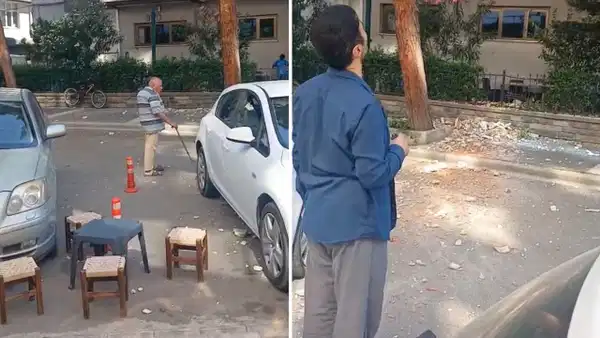 Samsun'da öğretmenevi duvarından beton parçaları düştü