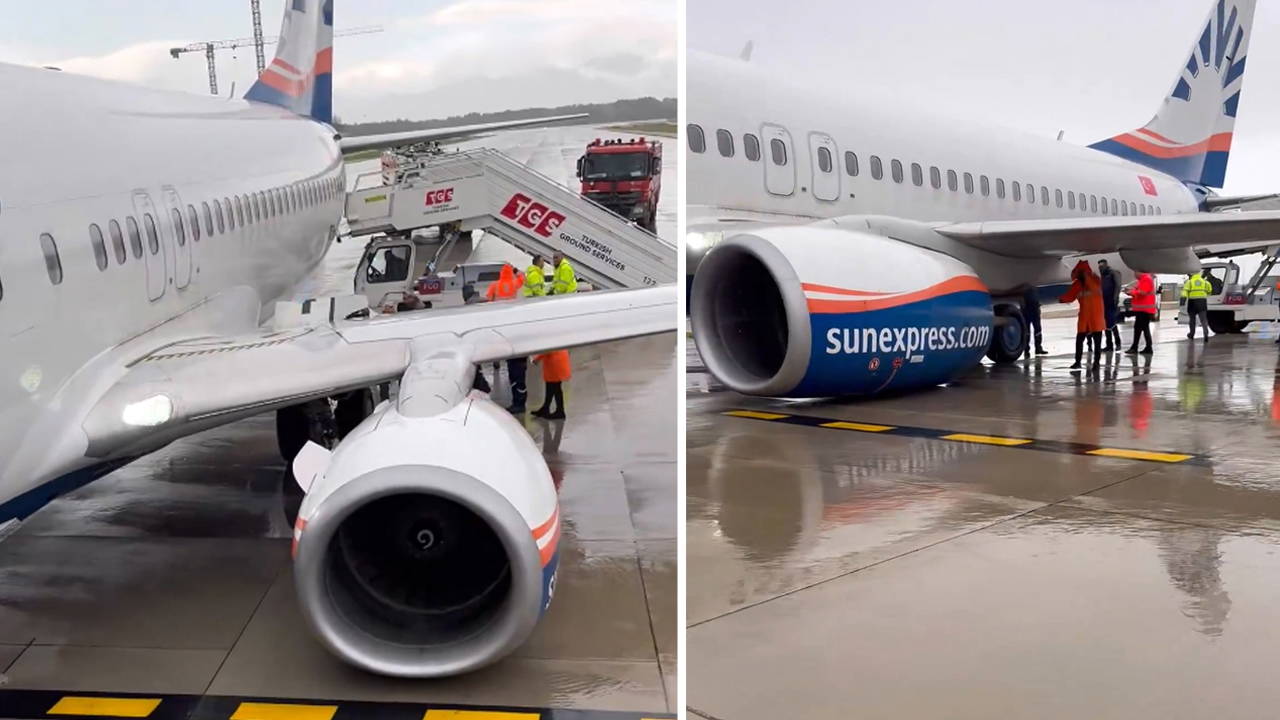 Son dakika... Antalya Havalimanı'nda faciadan dönüldü: Kalkışa hazırlanan Sun Express uçağının tekerlekleri koptu, kanadı delindi!
