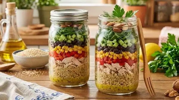 Ertesi gün bile taze ve diri kalan: Kavanozda tavuklu kinoa salatası tarifi...