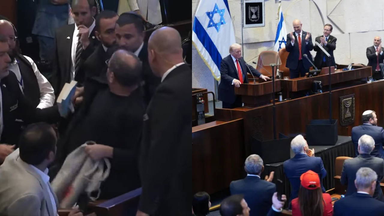 Trump’ın, Knesset'teki konuşması sol parti tarafından protesto edildi