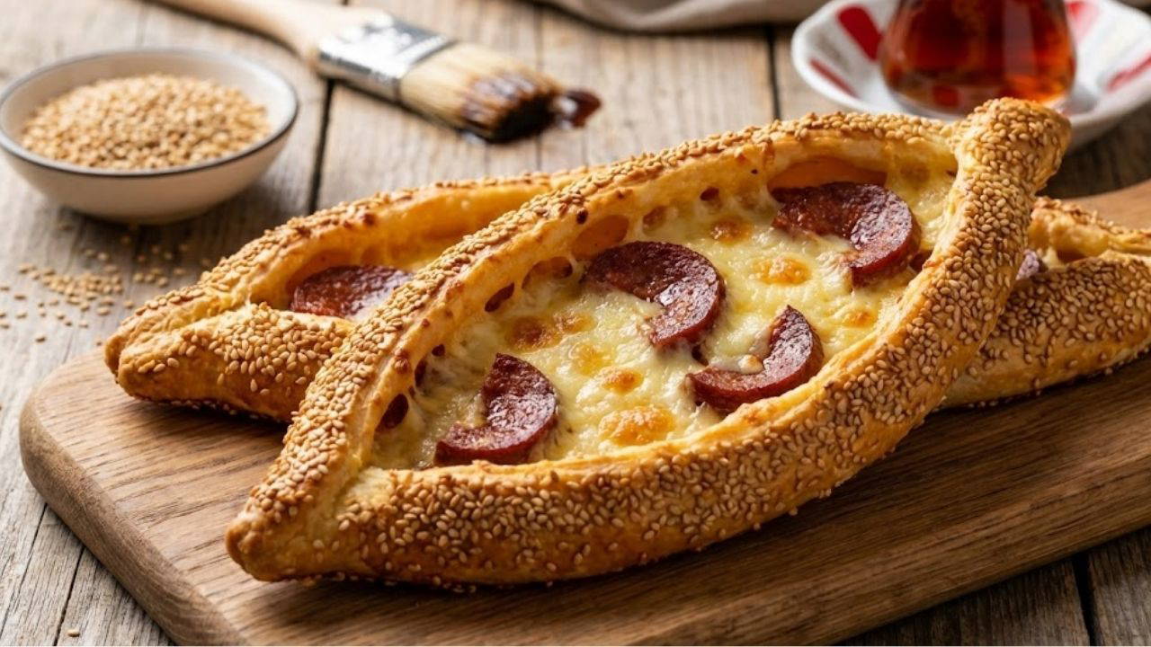 Kahvaltıları iple çektiren lezzet:  Ev yapımı simit tadında sucuklu milföy pide tarifi...