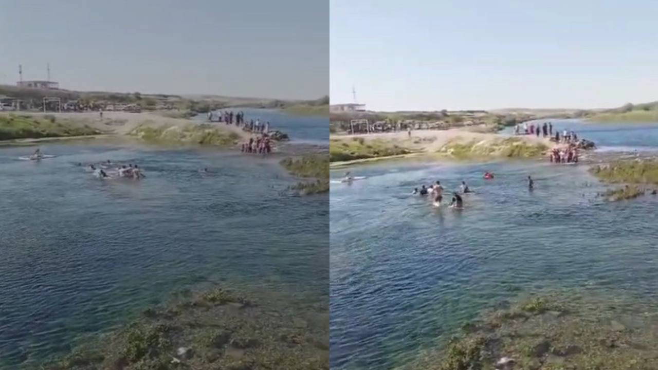 Serinlemek için nehre girdiler, boğulmaktan son anda kurtuldular!