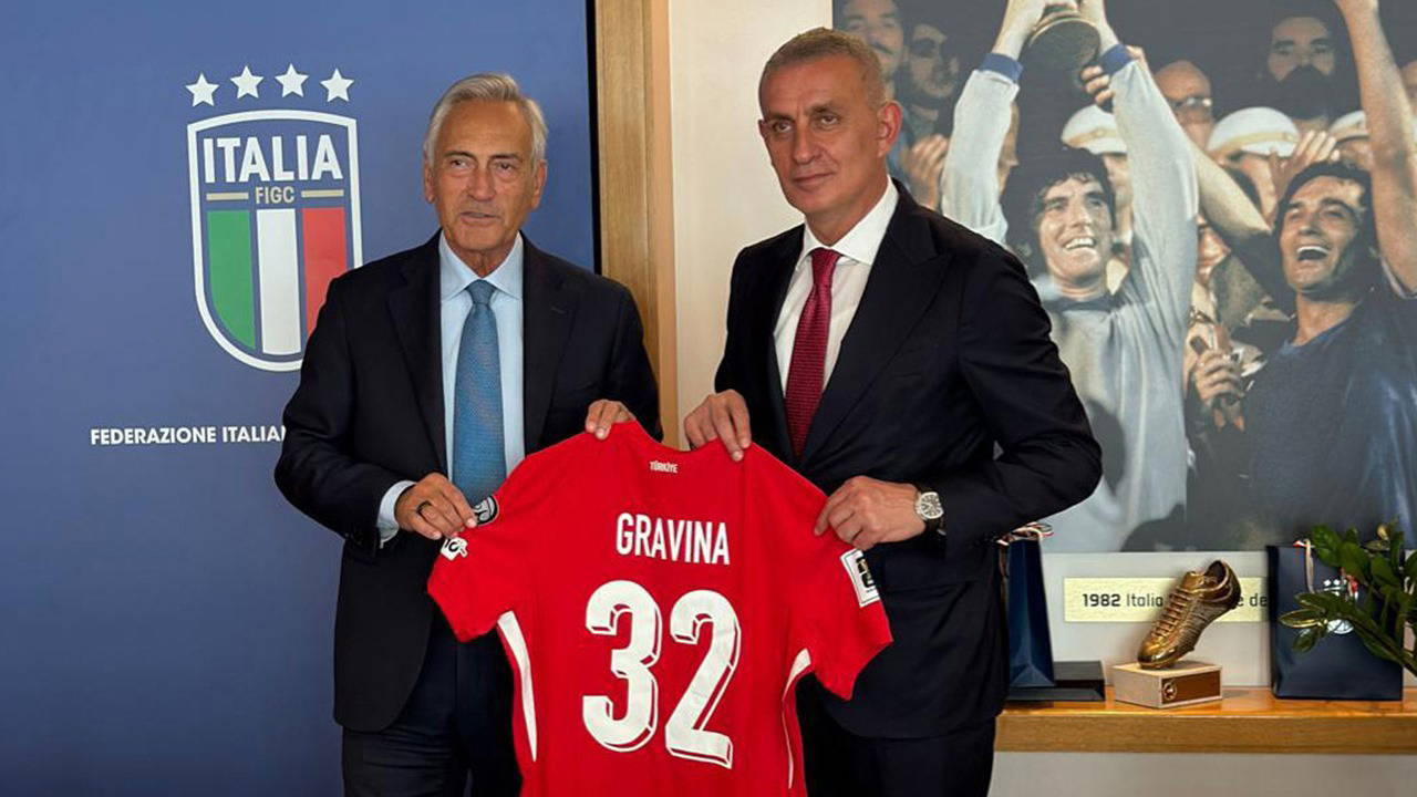 TFF Başkanı Hacıosmanoğlu'ndan İtalya Futbol Federasyonu Başkanı Gabriele Gravina'ya ziyaret!