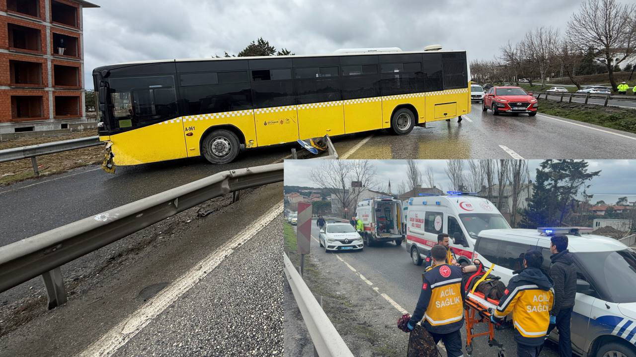 Büyükçekmece'de İETT otobüsü kaza yaptı: Yaralılar var!