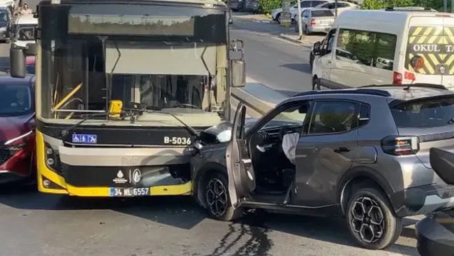 Motosikletliye çarpmamak isterken İETT otobüsüne çarptı: 