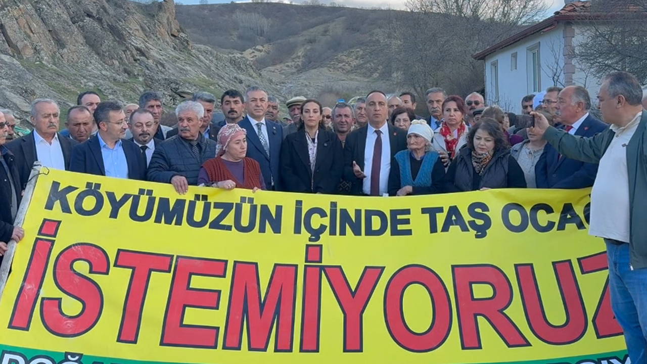 CHP'den, Çorum'da taş ocağına karşı mücadele eden köylülere destek