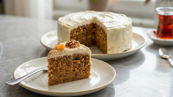 Bir dilimiyle yetinilemeyen enfes lezzet: Kremalı havuçlu cevizli kek tarifi