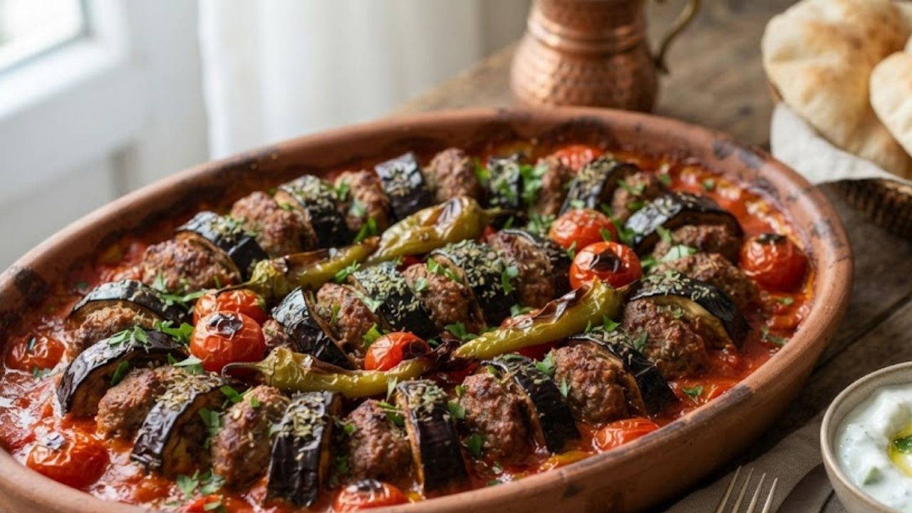 Yaz sofralarına çok yakışan klasik lezzet: Fırında patlıcan kebabı tarifi