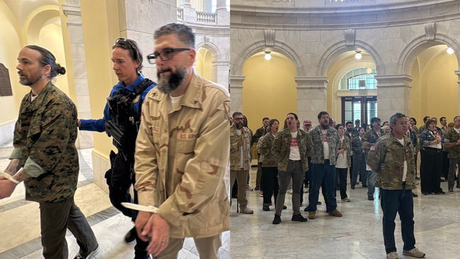 Gaziler kelepçelenerek gözaltına alındı