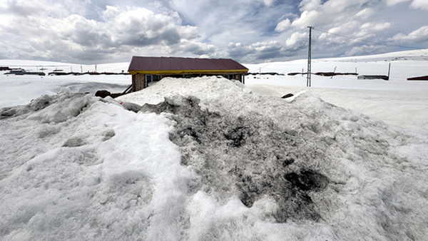 Ardahan'da yayla evleri baharda kar altında kaldı