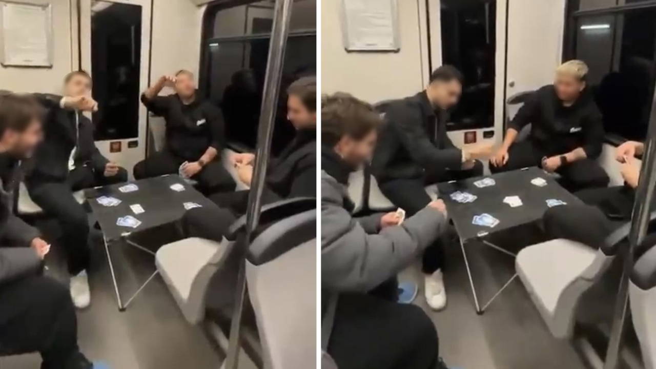 Metroda şaşırtan görüntü: Gençler masa kurup oyun oynadı